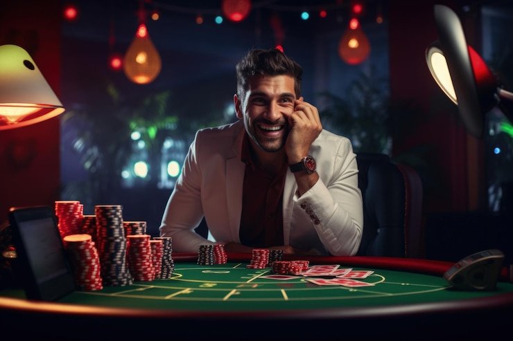Ilustrasi permainan slot dengan tema warna cerah dan grafis modern
